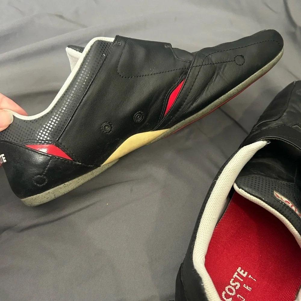 Lacoste Protect CRT low-top sneaker black red leather velcro closure Size 11.5 - Picture 10 of 10